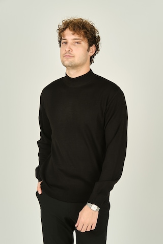 Ateş Triko Erkek Yarım Balıkçı Yaka Yün Kazak 6091024 Siyah Siyah