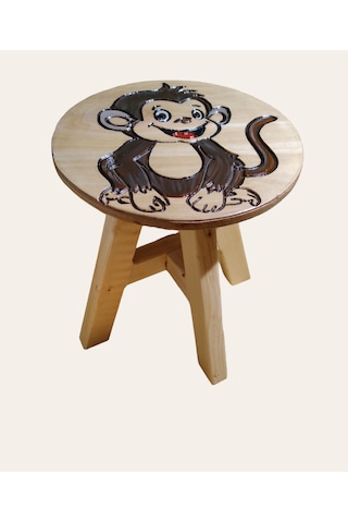 Sevimli Maymunum Ahşap El Yapımı Çocuk Taburesi