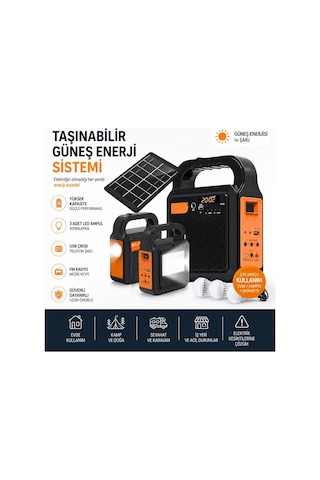 Ysf-200 Bluetooth Hoparlör Güneş Enerjili Kamp Lambası Fm Radyolu Müzik Mp3 Çalar Powerbank Özellikli Taşınabilir Solar Panel Sistemi