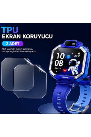 Huawei Watch Kids X1 İle Uyumlu Ekran Koruyucu Tpu, Tam Kaplayan Akıllı Saat Koruması 2 Adet, Çizilmeye Dayanıklı Şeffaf Koruma