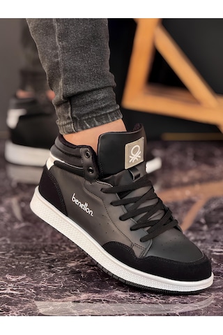 United Colors Of Benetton Benetton Erkek Günlük Bilekli Sneaker Ayakkabı Siyah Siyah