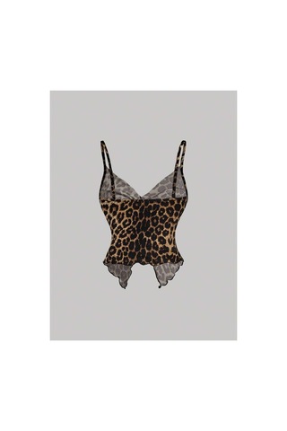 Wild Flower Leopar Desen Ön Büküm İnce Askılı Alaçatı Crop LEOPAR