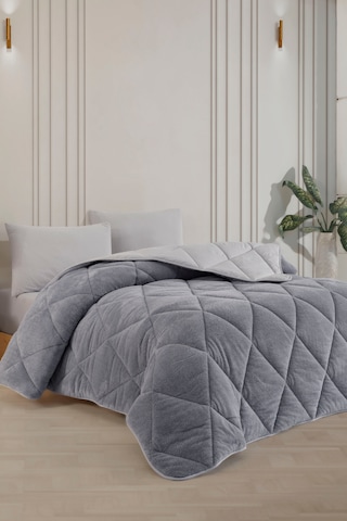 Formeya Lüx Çift Taraflı Welsoft Tek Kişilik Yorgan Gri