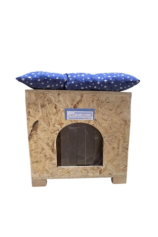 Reyo Kedi Evi Dış Ortam Uygun Ahşap Osb Minderli 40 x 37 x 34 CM CAT47M