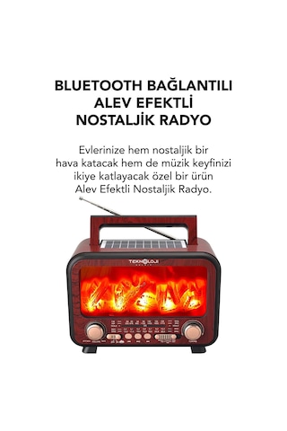 Nostaljik Radyo Şömine Görünümlü Müzik Kutusu Retro Ahşap -bluetooth Hoparlör Speaker & Usb Destekli Fp-2393