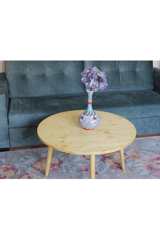 Ahşap Orta Sehpa-yuvarlak-75 Cm- Natural