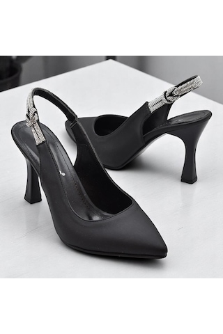 Ispartalılar 6509 9cm Kadın Topuklu Ayakkabı Stiletto Abiye Düğün Nişan Ayakkabısı Siyah