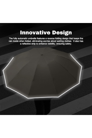 Moveevo Otomatik Açık-kapat Çift Kullanimlı Şemsiye, 10 Fiber Iskeleli Rüzgar Dayanıklı, Ters Katlanabilir Tasarım, 280t Dokuma, Soğuk Yeşil