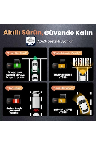 360+ Botslab G980H Pro ADAS Ön 4K UHD Arka 2K QHD 170° Geniş Açı Gece Görüş Gps+WiFi Araç İçi Kamera