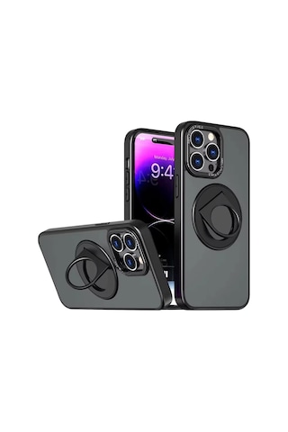 Ally İphone 15 Pro İçin Magsafe Uyumlu Yüzük Standlı Manyetik Silikon Kılıf- 5775