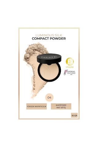 Note Cosmetique Luminous Silk Compact Powder Mat Bitişli Toz Pudra - 04 Sand