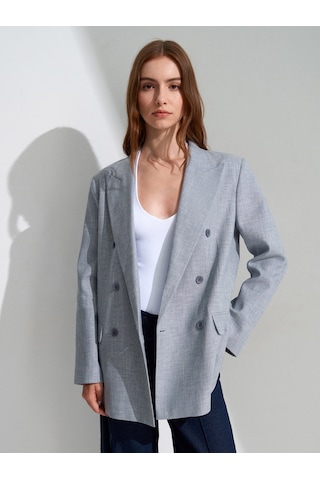DİLVİN 60811 Keten Karışımlı Blazer Ceket-mavi