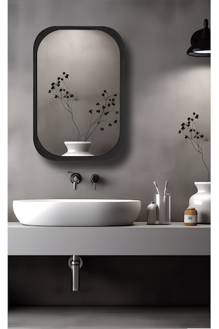 Side Siyah 45X60Cm /Banyo Dolabı Aynalı / Lavabo Üstü Dolap / Banyo Düzenleyici / Aynalı Dolap Antrasit