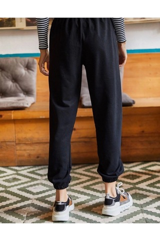 Unisex Siyah Cepli Beli Bağcıklı Basic Eşofman Altı Jogger Siyah
