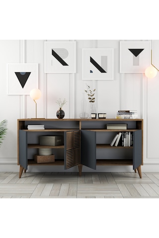 Milan 160cm Konsol - Ceviz / Antrasit