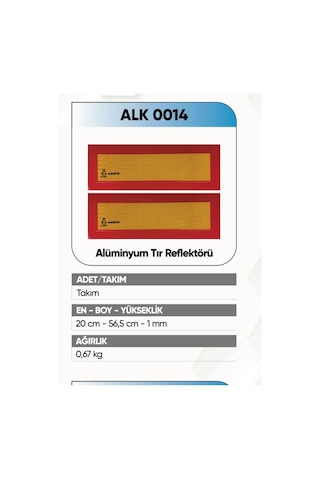 Alkotek Tır Arka İşaret Reflektör Alüminyum Rr