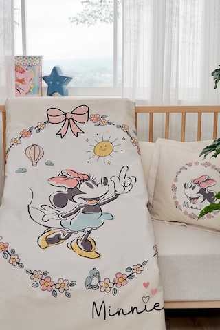 Özdilek Minnie Mouse Sunshine Disney Lisanslı Bebek Nevresim Takımı Krem