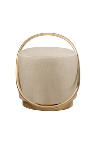 Loop Serisi Puf, Metal Halkalı Puf, Makyaj Oturağı ,puf Bench Montajsız Oturak Gold Metal Ayaklı KREM