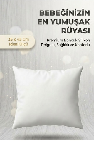 Bebek Yastığı Premium Boncuk Silikon Dolgulu Yumuşak Konforlu 35x45 CM Beyaz