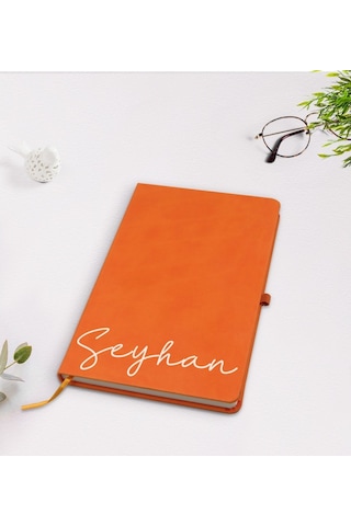 Bitmeyenkartus Kişiye Özel El Yazılı Turuncu Termo Deri Defter Model 1