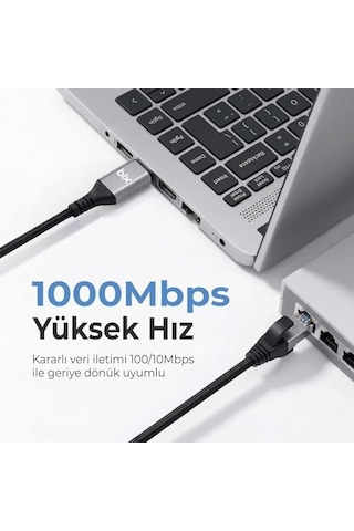 Bix C6c01 Usb-c To 1000mbps Gigabit Ethernet Dönüştürücü Cat6 Kablo 1 Metre Thunderbolt 3/4/5, Mac/windows/ipad/ Uyumlu 0
