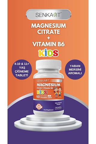 Senkavit Kids Magnezyum Sitrat Ve B6 İçeren 60 Çiğneme Tableti
