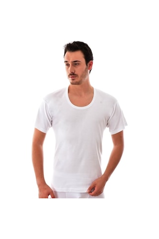 Tutku Ter0103B Penye Bisiklet Yaka Erkek Atlet Fanila 6'Lı Beyaz