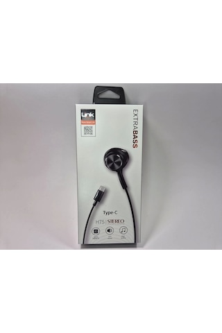 Linktech Ekstra Bass Kablolu Kulaklık , Linktech H75 Siyah Type-c Mikrofonlu Metal Kablolu Kulaklık Universal