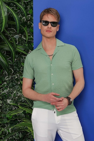 Efor G 1536 Slim Fit Yeşil Klasik Gömlek Yeşil