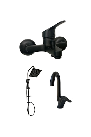 Armour Armatür Siyah Banyo Batarya Seti