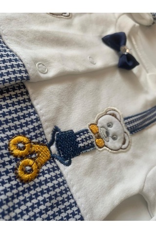 Bombino Lacivert Papyolu 5'li Yeni Dogan Hastane Cıkışı Zıbın Set Lacivert