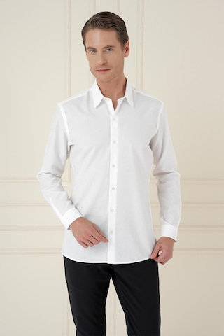 Efor Slim Fit %100 Pamuk Uzun Kol Dokulu Klasik Beyaz Gömlek Gk 749 Beyaz