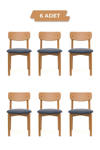 Keynote Natural Ahşap 6'lı Mutfak Salon Yemek Odası Sandalyesi