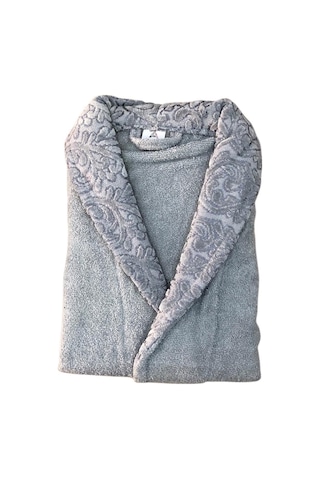 Royam 2 Parça %100 Pamuklu Kısmı Kadife Tek Kişilik Bornoz Seti Gri