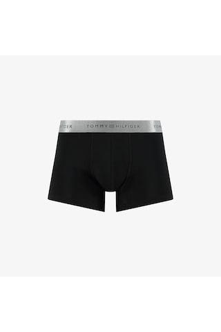 Tommy Hilfiger Trunk 3'lü Erkek Metalik Logo Siyah Boxer Gri