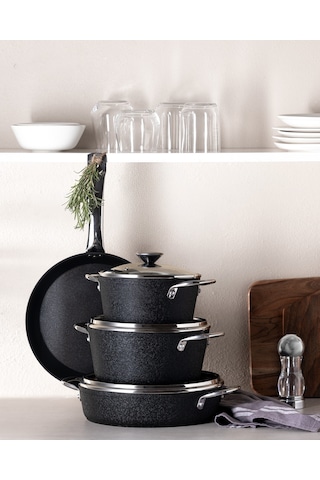 Madame Coco Titanium 7 Parça Tencere Seti Noir - Siyah Tncr0000000040