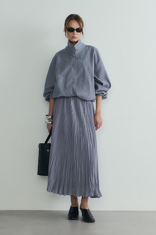 Suud Collection Gri Donette Piliseli Etek