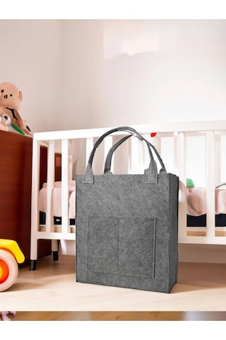 Yunusoğlu Home Çok Amaçlı Keçe Omuz ve El Askılı Anne Bebek Bakım Çantası Gri