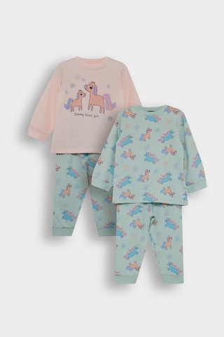 Defacto Kız Bebek 4lü Pijama Takımı Unicorn Baskılı Uzun Kollu Penye Üst Uzun Alt F7201a525aupn350 Pembe