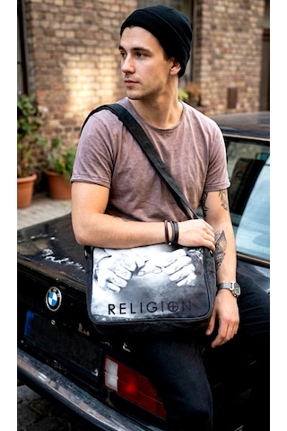 Religion Uk Kanvas Unisex Messenger Postacı Omuz Çantası Koyu Gri