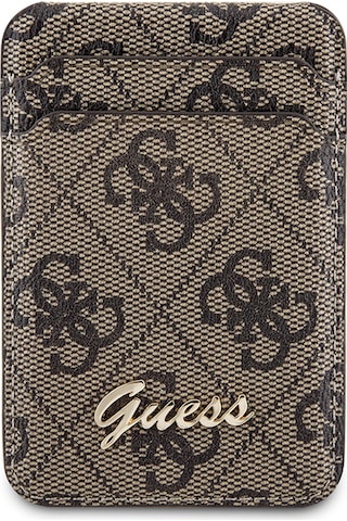 Guess Lisanslı Magnetik Standlı Kartlık 4g Desenli Metal Script Logolu Kahverengi