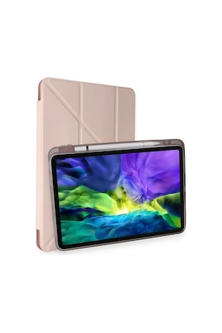 Cosmotex Newface Apple iPad Uyumlu Pro 11 2021 Kılıf Kalemlikli Hugo Tablet Kılıfı - Rose Gold
