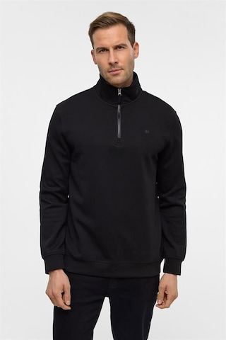 Süvari Siyah Regular Düz Yarım Balıkçı Yaka Sweatshirt Siyah