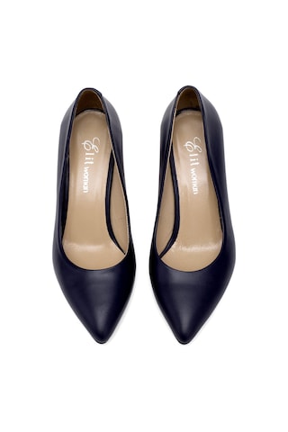 Elit Selestia Kadın Hakiki Deri Stiletto Lacivert Lacivert