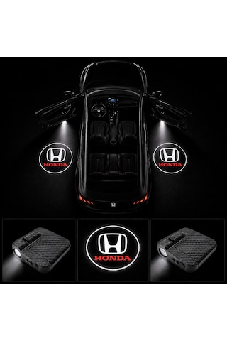 Honda Kapı Altı Logo Projektör Led Işığı 2'li Set Pilli Kablosuz Kapı Karşılama Lambası