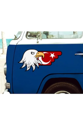 Kartal Ve Türk Bayrağı Sticker - Araba Oto Motosiklet Karavan Sticker - 00727 15x8 Cm