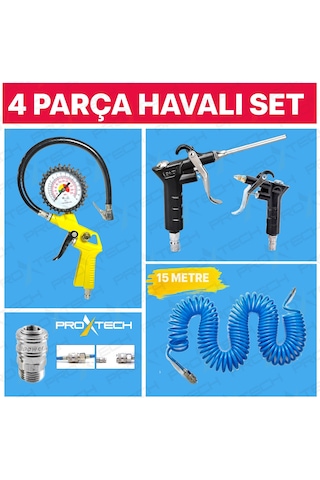 Proxtech Kompresör Lastik Şişirme. Spiral Hava Hortumu 15 Mt
