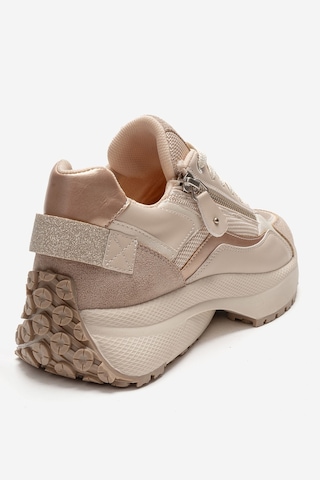 Luvishoes Rocca Bej Rose Fermuar Detaylı Kadın Sneaker Bej - Pudra