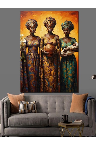 Ahşap Tablo Üç Geleneksel Afrikalı Kadın