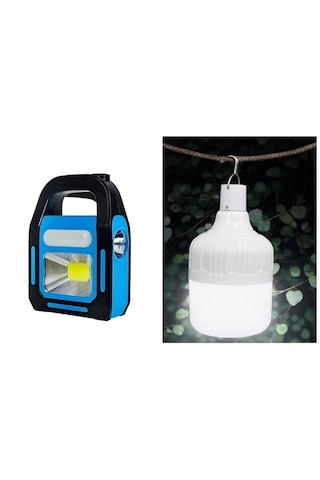 Noas Acil Durum Ve Kamp Aydınlatma Seti 30w Şarjlı Led Torch Ampul + Bitez Solar El Feneri 2li